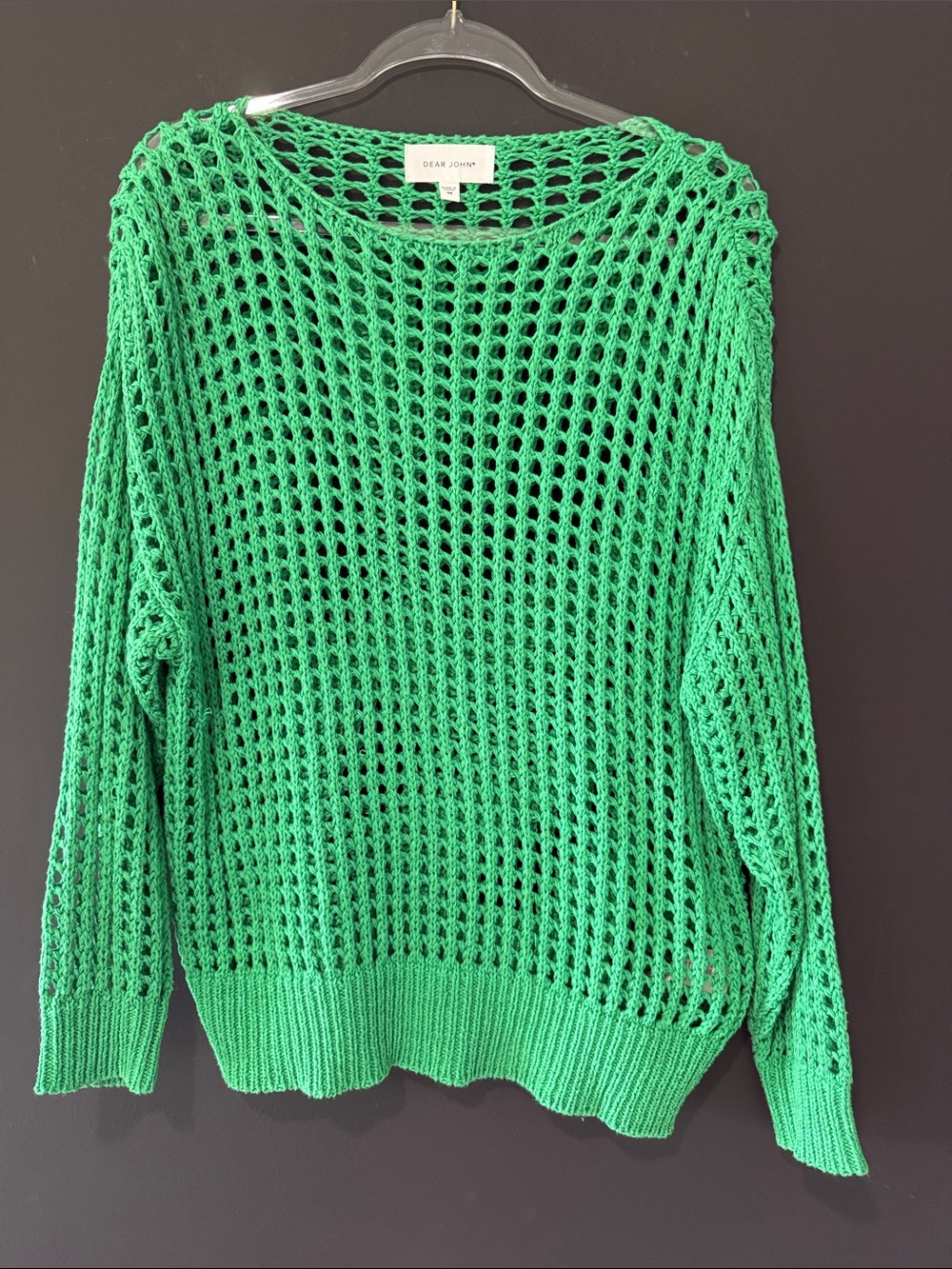Dear John Kelly Green Open-Knit Sweater - Women's